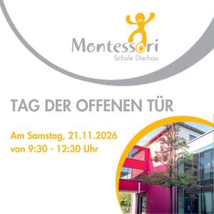 Tag der offenen Tür an der Montessori-Schule Dachau am 21. November 2026, von 9.30 bis 12.30 Uhr
