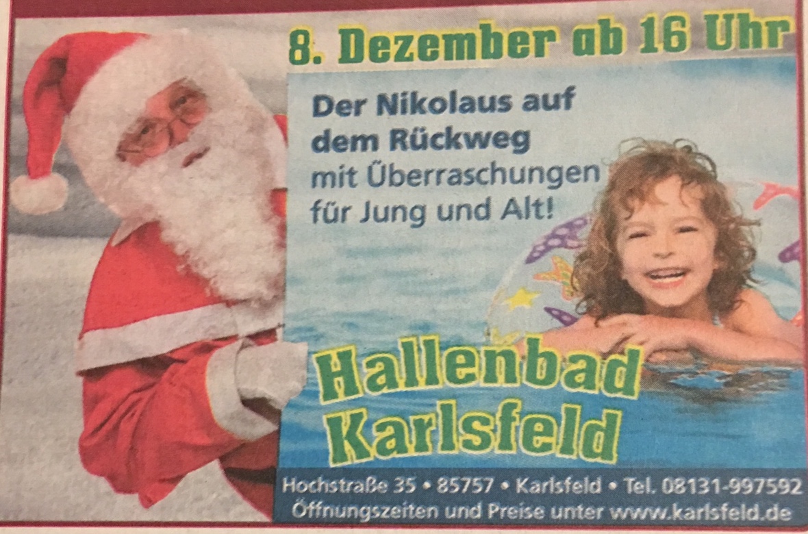 Hallenbad Karlsfeld: Nikolaus kommt Hallenbad Karlsfeld: Nikolaus kommt
